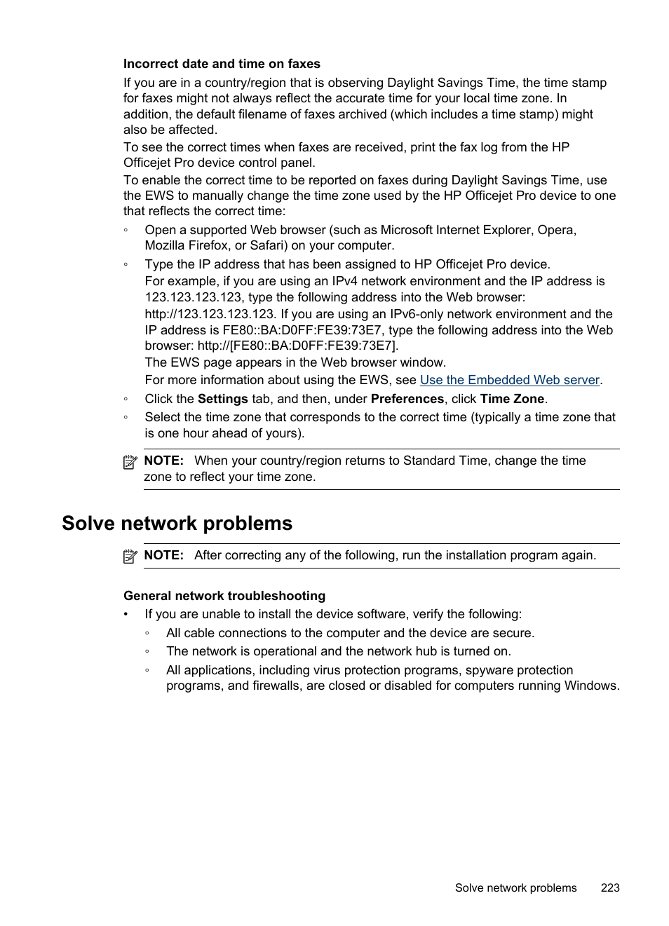 Solve network problems | HP Officejet Pro 8500 User Manual | Page 227 / 306