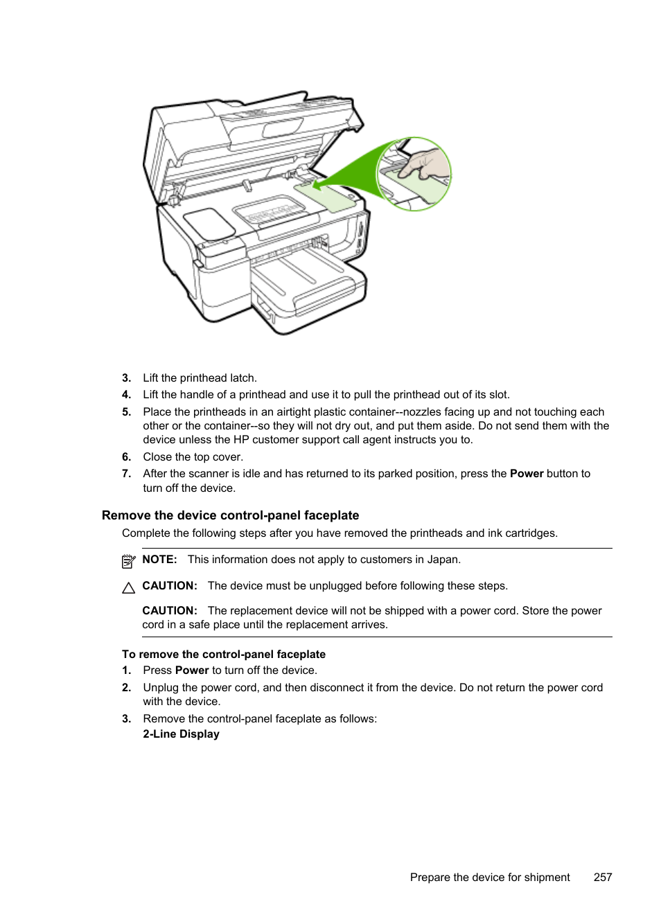 Remove the device control-panel faceplate | HP Officejet Pro 8500 User Manual | Page 261 / 306
