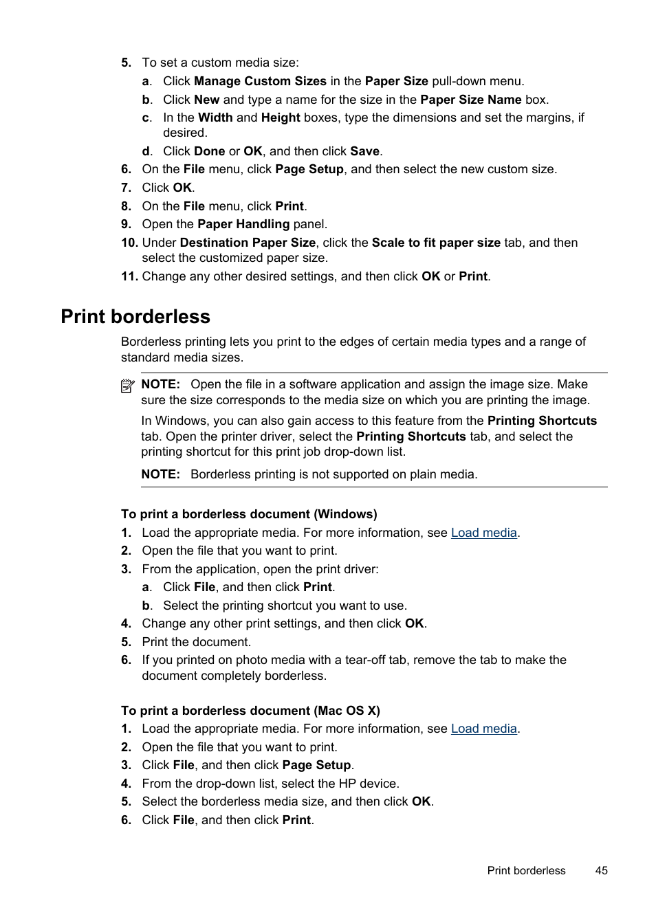 Print borderless | HP Officejet Pro 8500 User Manual | Page 49 / 306