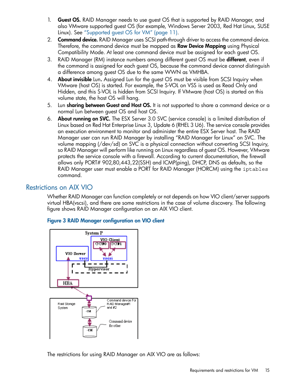 Restrictions on aix vio, Restrictions on | HP XP P9500 Storage User Manual | Page 15 / 94