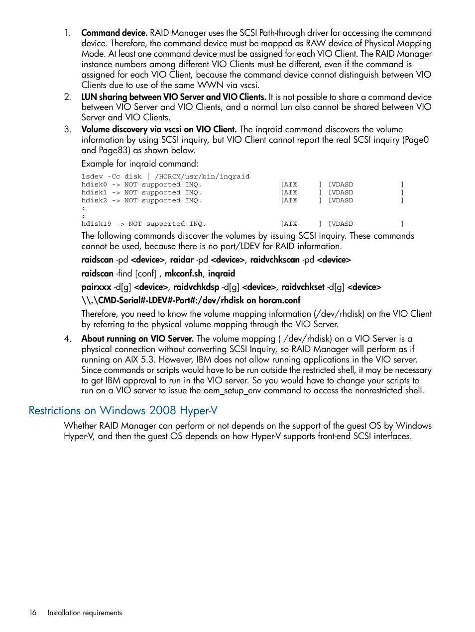 Restrictions on windows 2008 hyper-v | HP XP P9500 Storage User Manual | Page 16 / 94