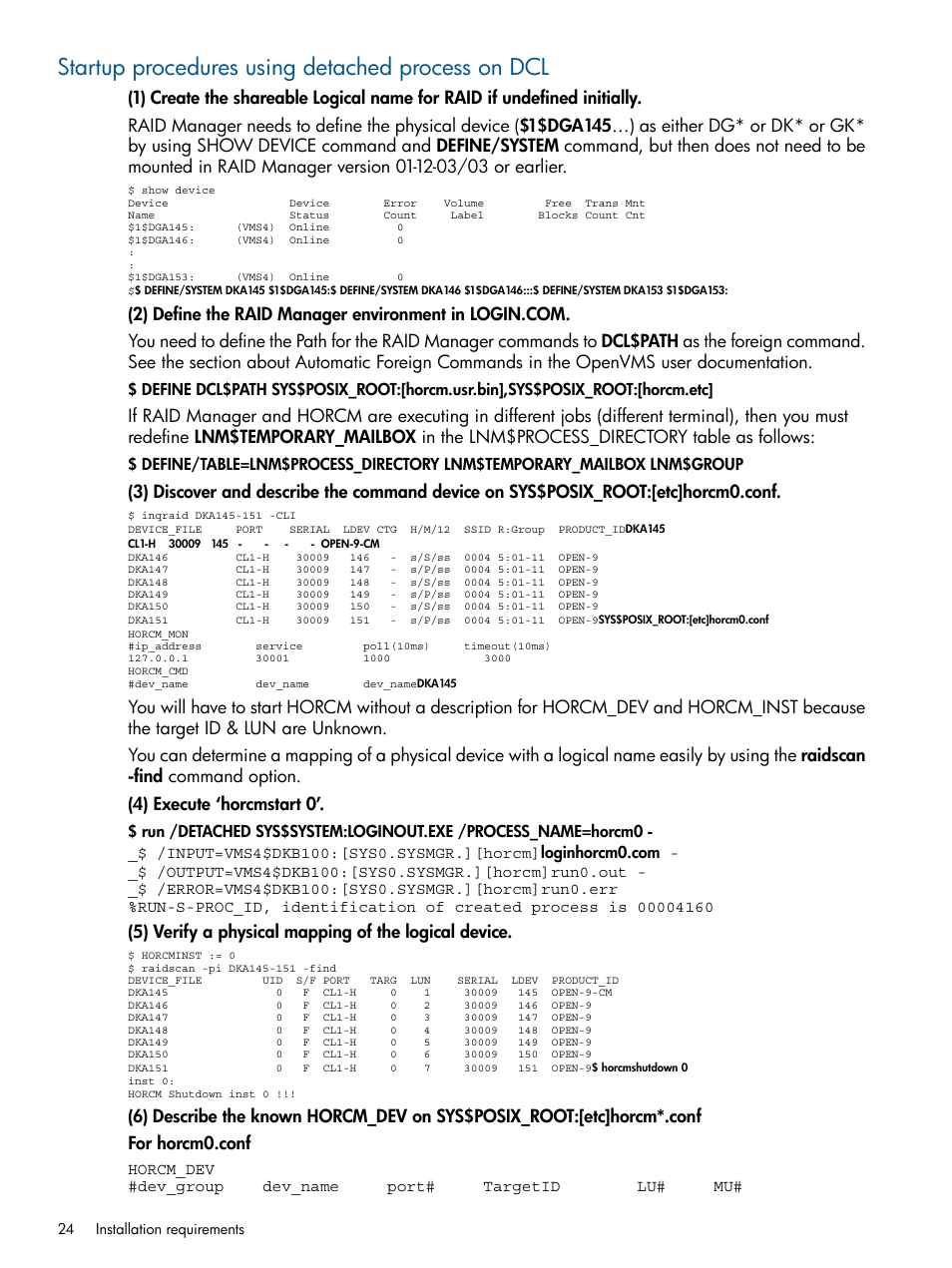 Startup procedures using detached process on dcl | HP XP P9500 Storage User Manual | Page 24 / 94