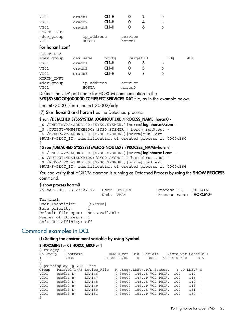 Command examples in dcl | HP XP P9500 Storage User Manual | Page 25 / 94