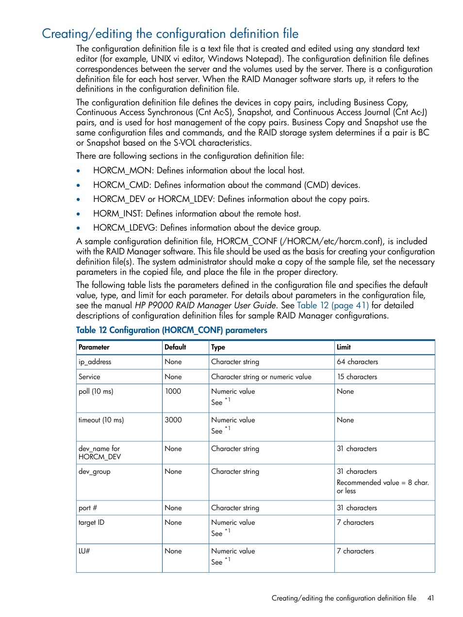 Creating/editing the configuration definition file | HP XP P9500 Storage User Manual | Page 41 / 94