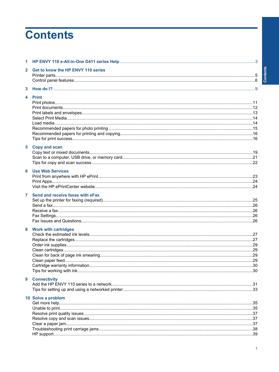 HP ENVY 111 e-All-in-One Printer - D411d User Manual | Page 3 / 58