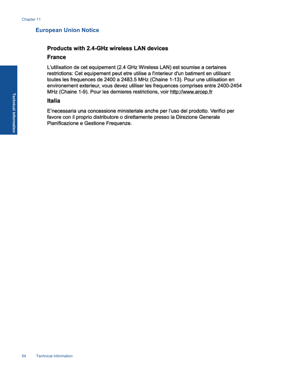 European union notice | HP ENVY 111 e-All-in-One Printer - D411d User Manual | Page 56 / 58