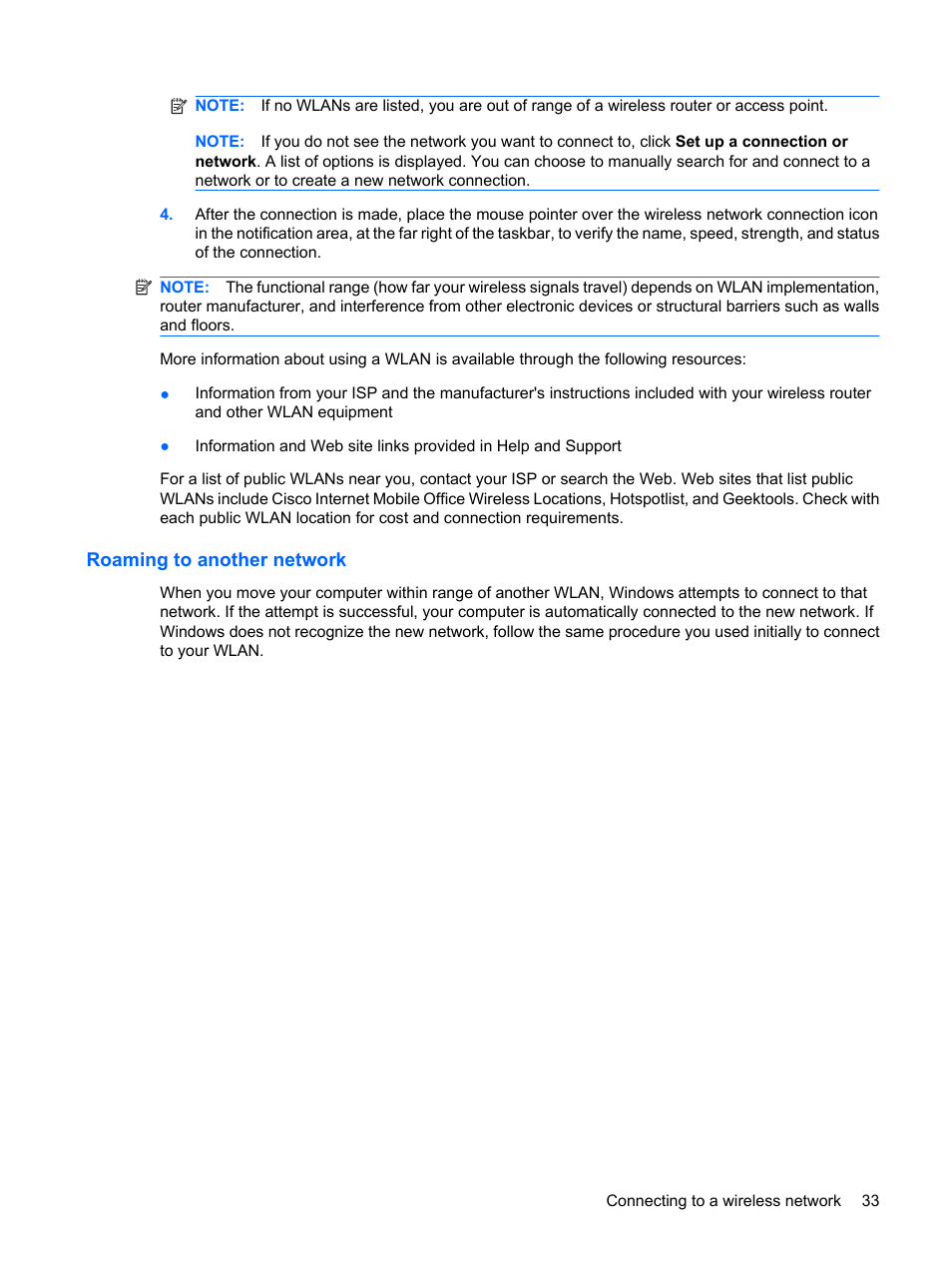 Roaming to another network | HP Mini 210-1020EH PC User Manual | Page 41 / 94
