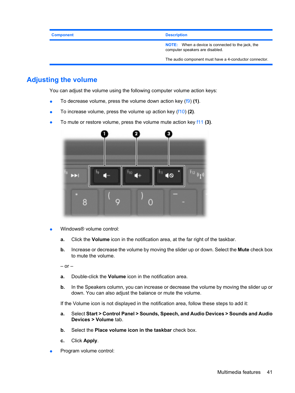 Adjusting the volume | HP Mini 210-1020EH PC User Manual | Page 49 / 94