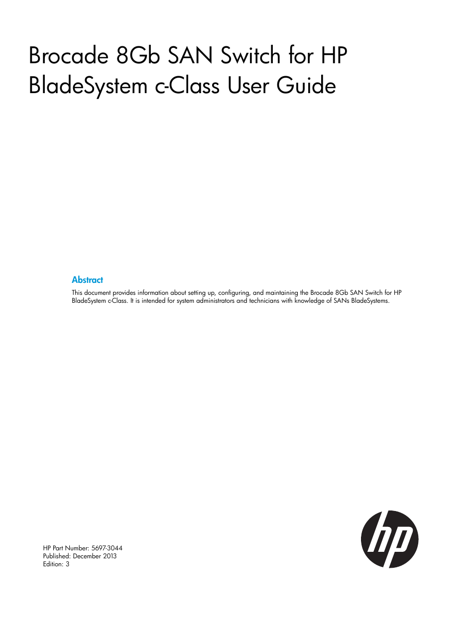 HP Brocade 8Gb SAN Switch for HP BladeSystem c-Class User Manual | 59 pages