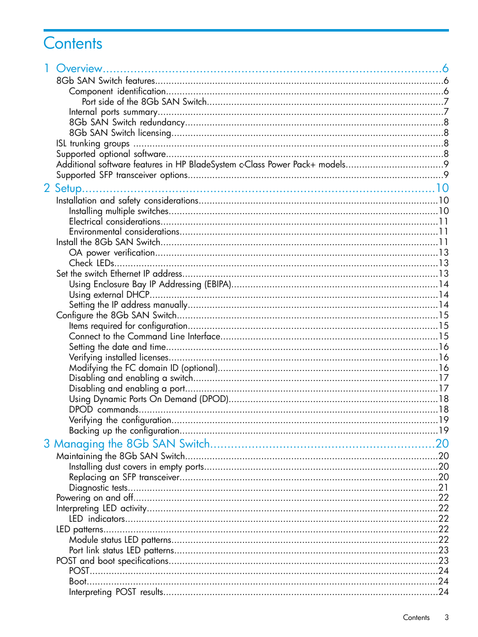 HP Brocade 8Gb SAN Switch for HP BladeSystem c-Class User Manual | Page 3 / 59