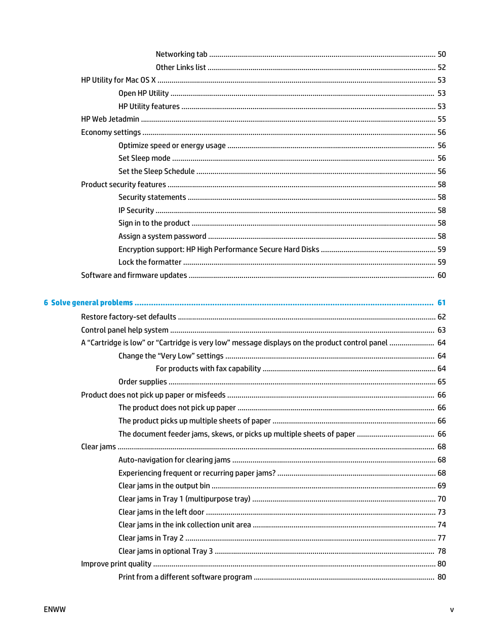 HP Officejet Enterprise Color X555 Printer series User Manual | Page 7 / 102