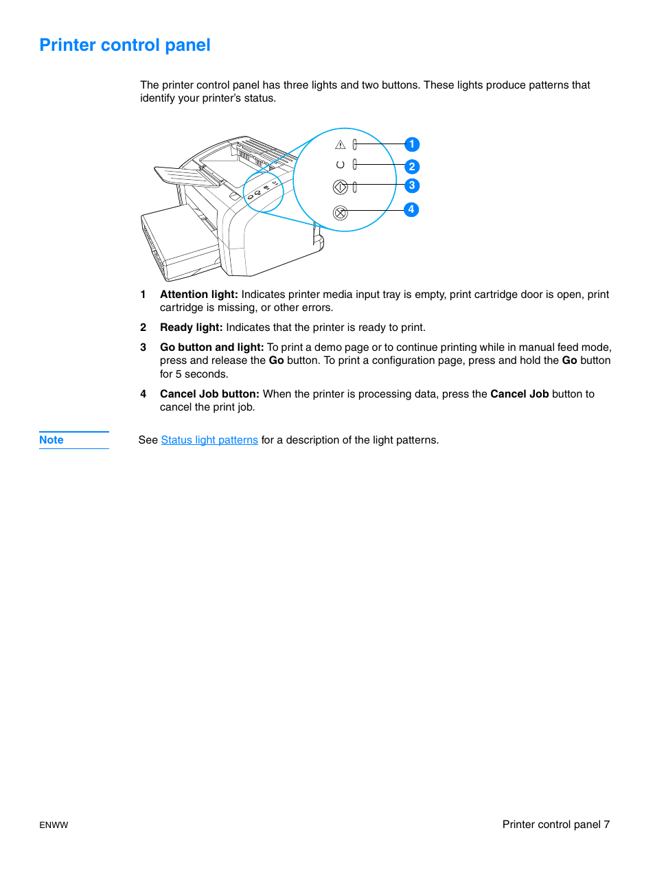 Printer control panel | HP LaserJet 1015 Printer User Manual | Page 15 / 122