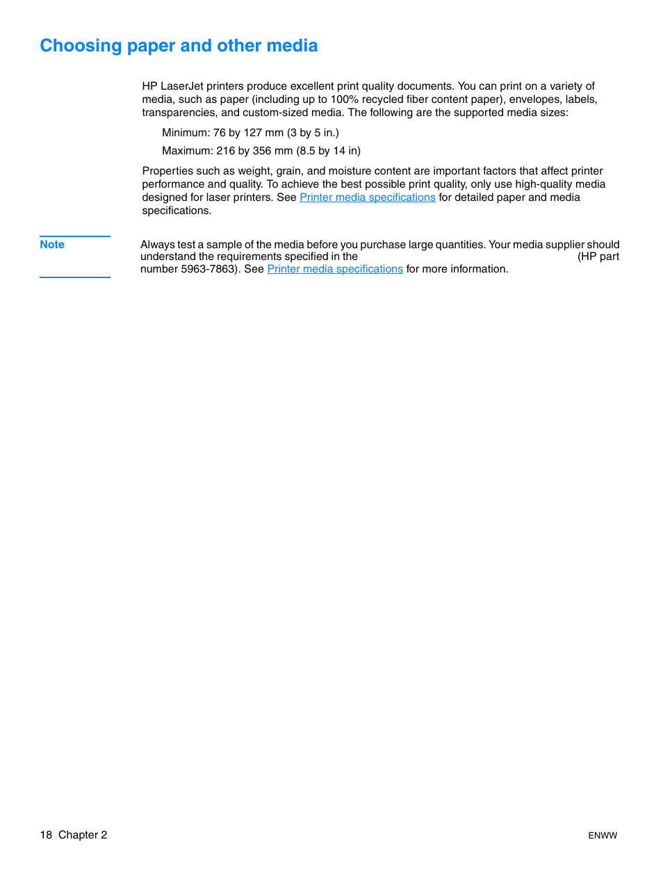Choosing paper and other media | HP LaserJet 1015 Printer User Manual | Page 26 / 122