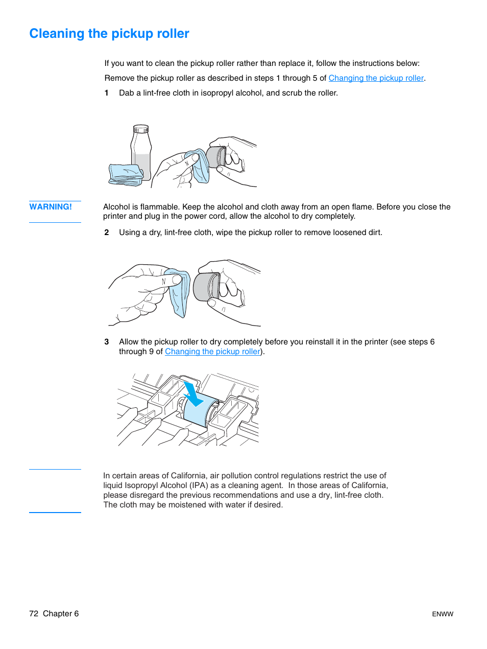 Cleaning the pickup roller | HP LaserJet 1015 Printer User Manual | Page 80 / 122
