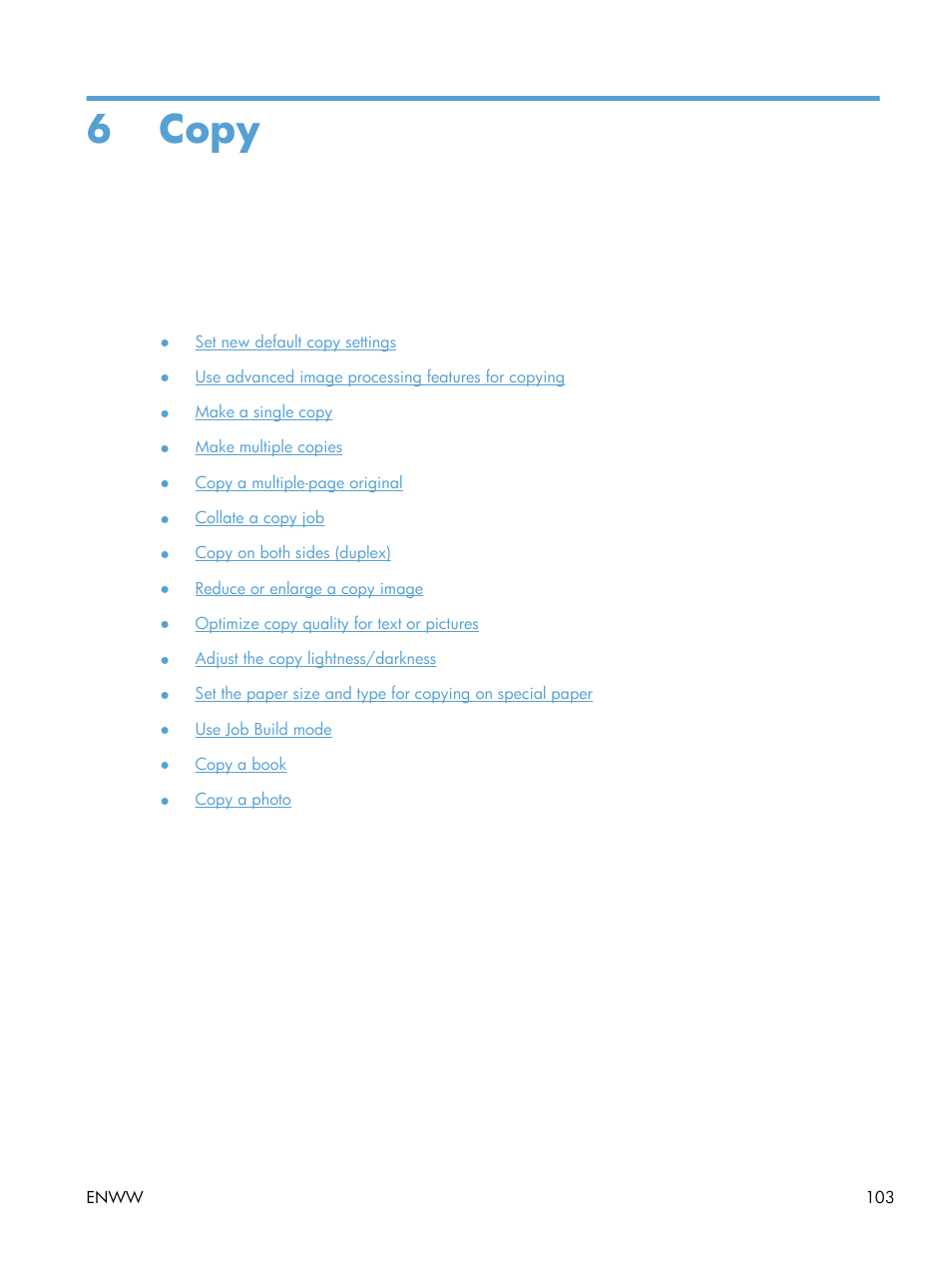 Copy, 6 copy | HP LaserJet Enterprise 500 MFP M525 User Manual | Page 117 / 332