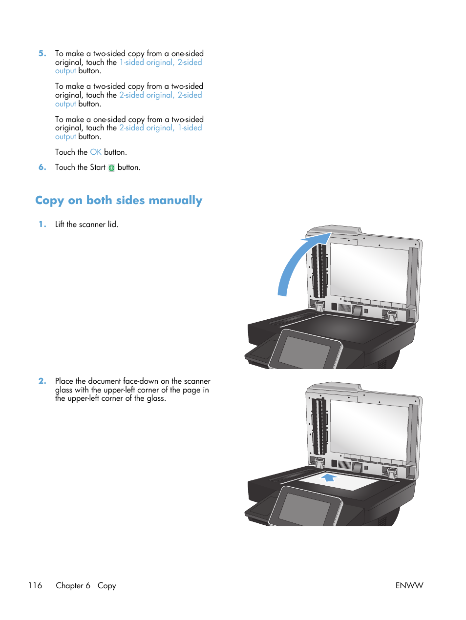 Copy on both sides manually | HP LaserJet Enterprise 500 MFP M525 User Manual | Page 130 / 332