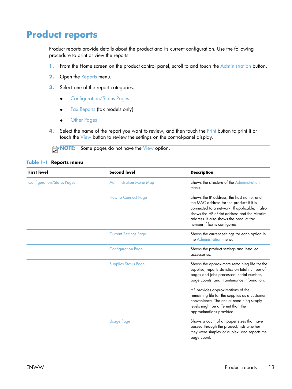 Product reports | HP LaserJet Enterprise 500 MFP M525 User Manual | Page 27 / 332