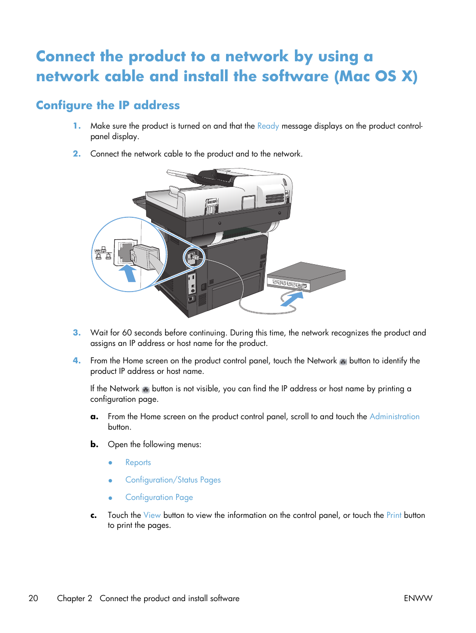 Configure the ip address | HP LaserJet Enterprise 500 MFP M525 User Manual | Page 34 / 332