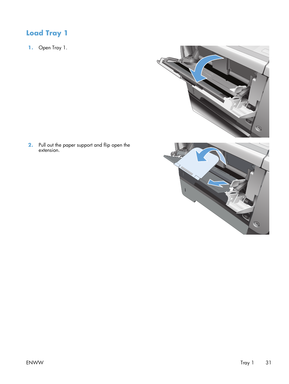 Load tray 1 | HP LaserJet Enterprise 500 MFP M525 User Manual | Page 45 / 332