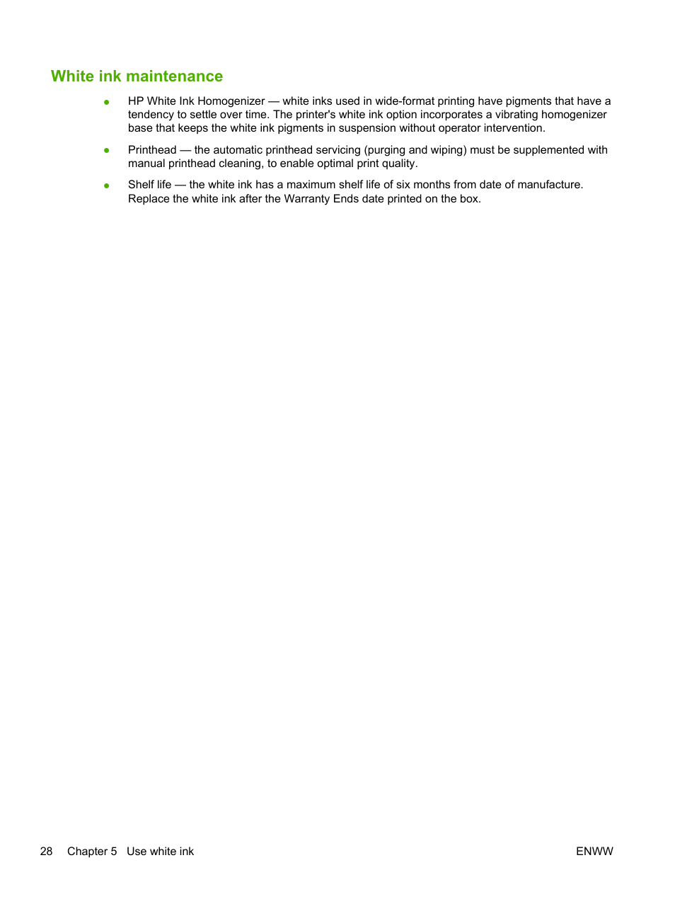 White ink maintenance | HP Scitex FB700 Industrial Printer User Manual | Page 34 / 102