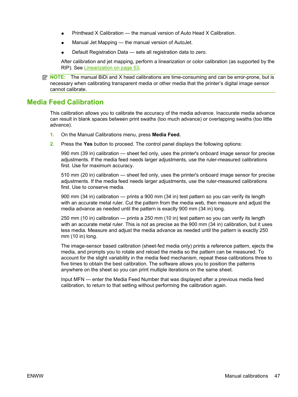 Media feed calibration | HP Scitex FB700 Industrial Printer User Manual | Page 53 / 102