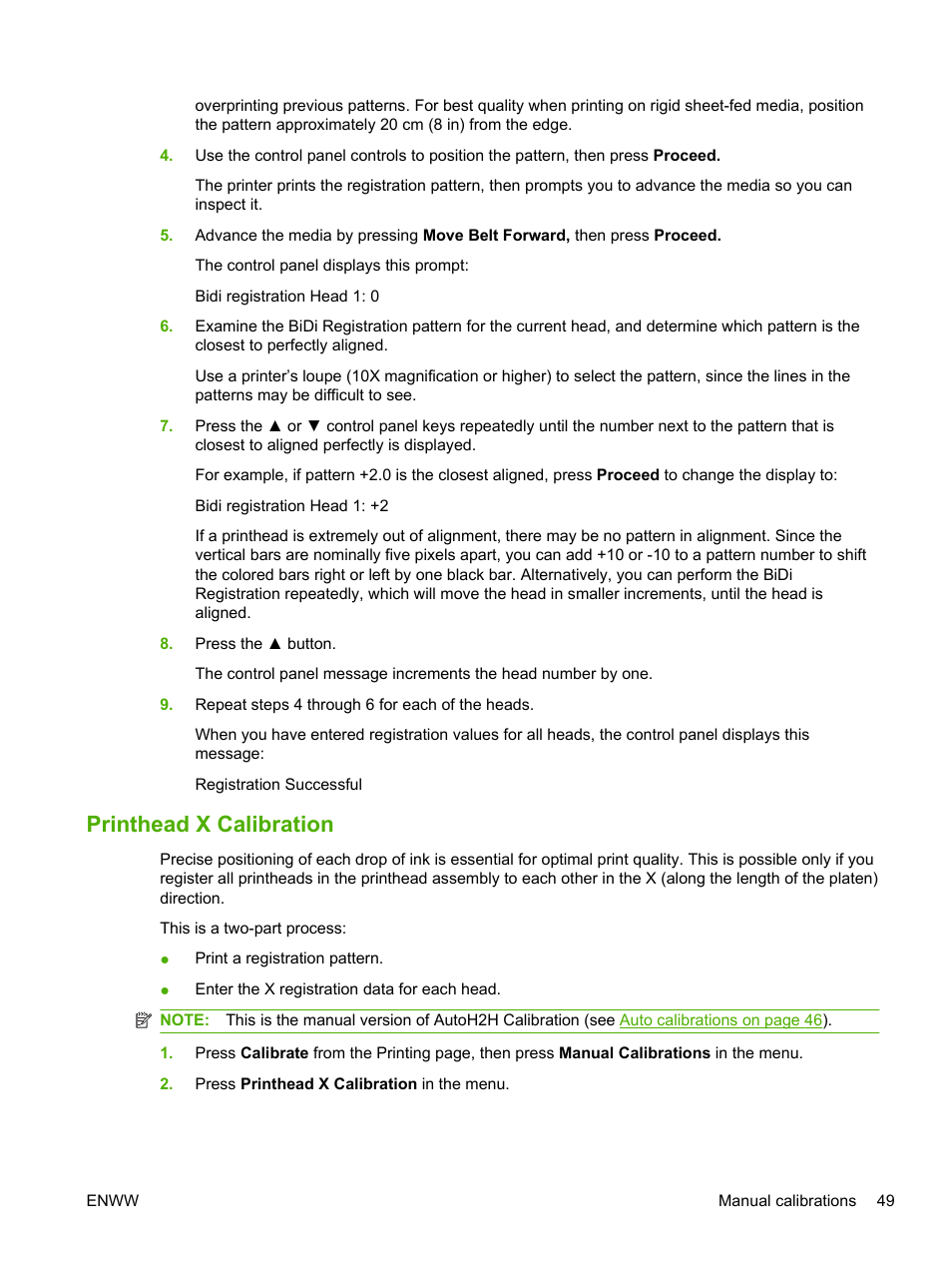 Printhead x calibration | HP Scitex FB700 Industrial Printer User Manual | Page 55 / 102