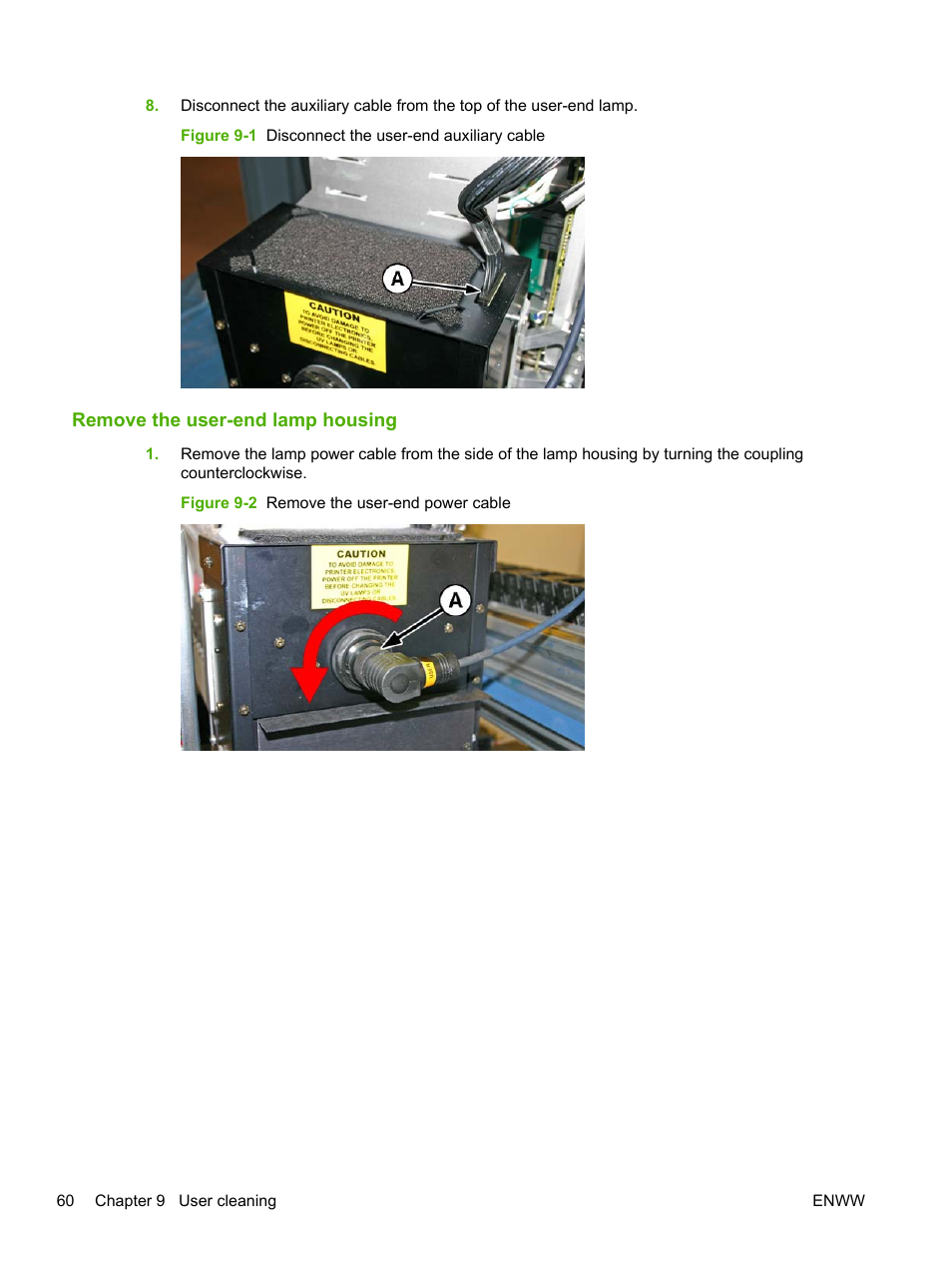 Remove the user-end lamp housing | HP Scitex FB700 Industrial Printer User Manual | Page 66 / 102