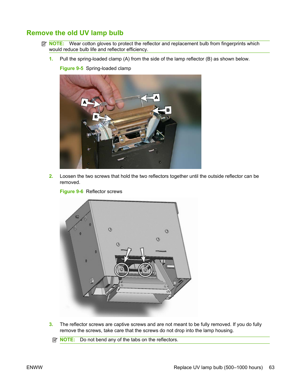 Remove the old uv lamp bulb | HP Scitex FB700 Industrial Printer User Manual | Page 69 / 102