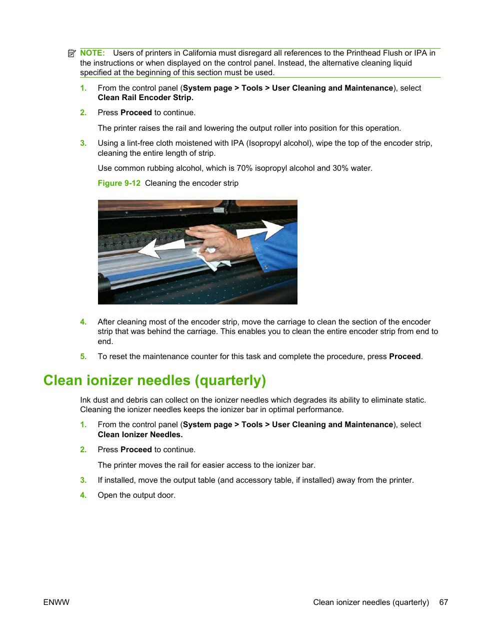 Clean ionizer needles (quarterly) | HP Scitex FB700 Industrial Printer User Manual | Page 73 / 102