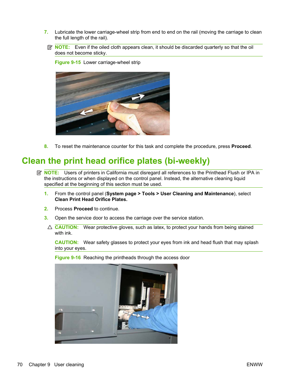 Clean the print head orifice plates (bi-weekly) | HP Scitex FB700 Industrial Printer User Manual | Page 76 / 102