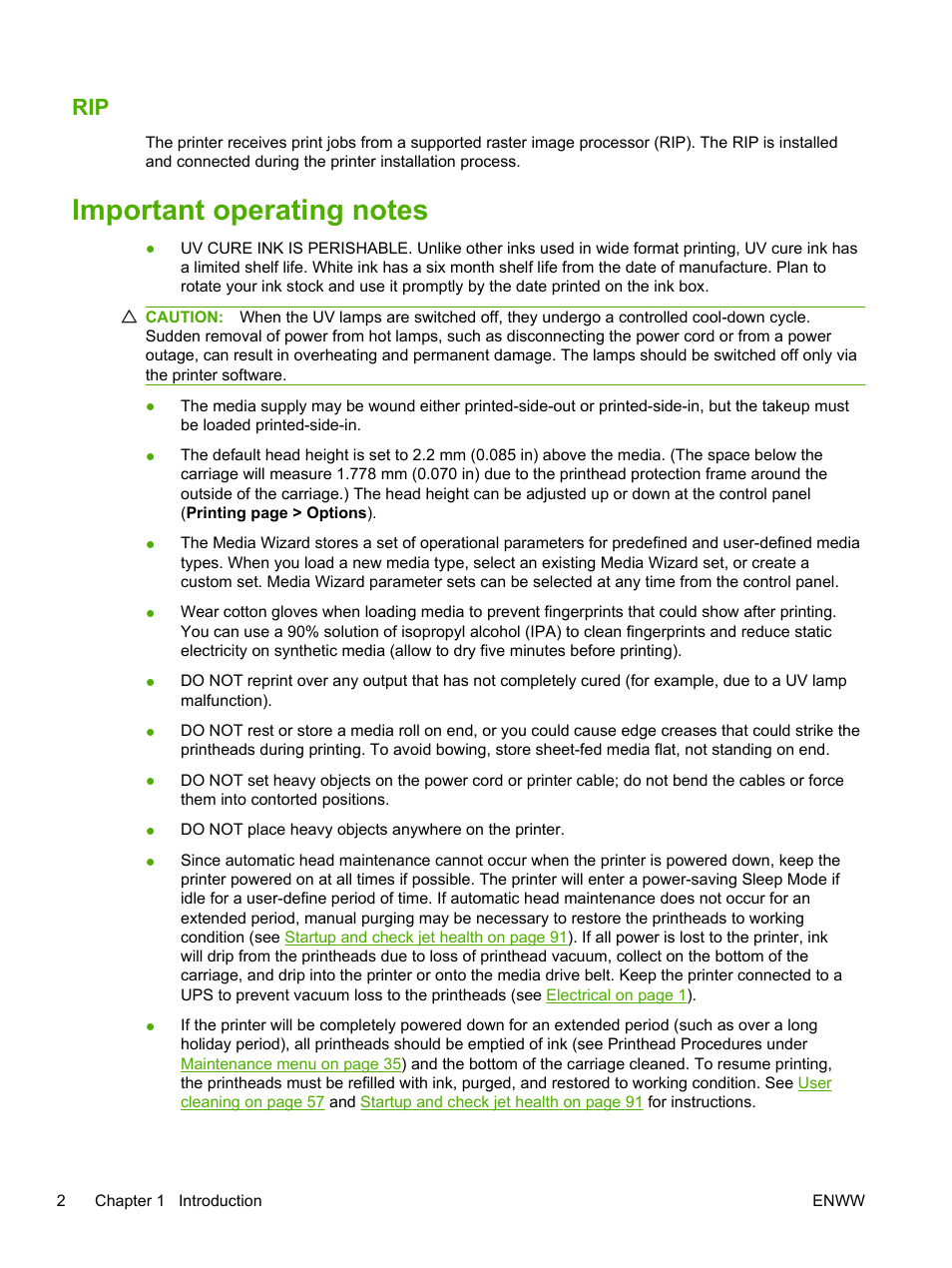 Important operating notes | HP Scitex FB700 Industrial Printer User Manual | Page 8 / 102