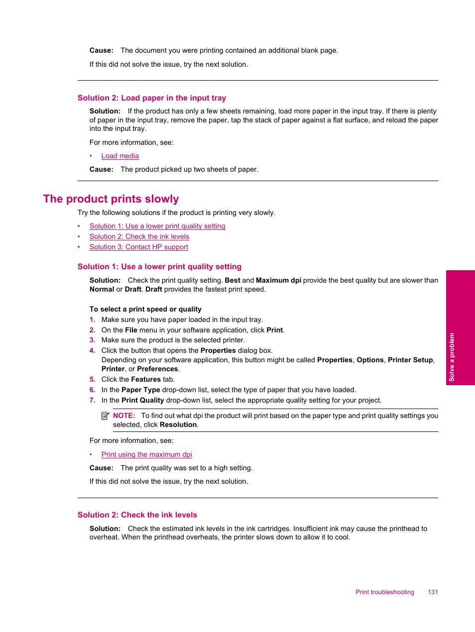 The product prints slowly, Solution 2: load paper in the input tray | HP Photosmart Premium Fax C309 User Manual | Page 133 / 244