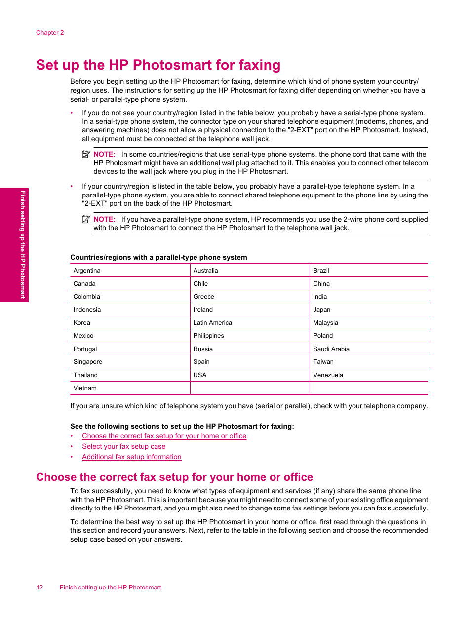 Set up the hp photosmart for faxing | HP Photosmart Premium Fax C309 User Manual | Page 14 / 244