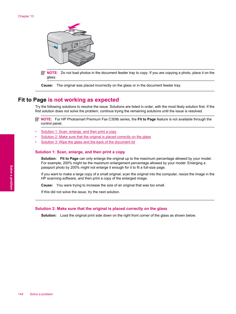 Fit to page is not working as expected | HP Photosmart Premium Fax C309 User Manual | Page 146 / 244