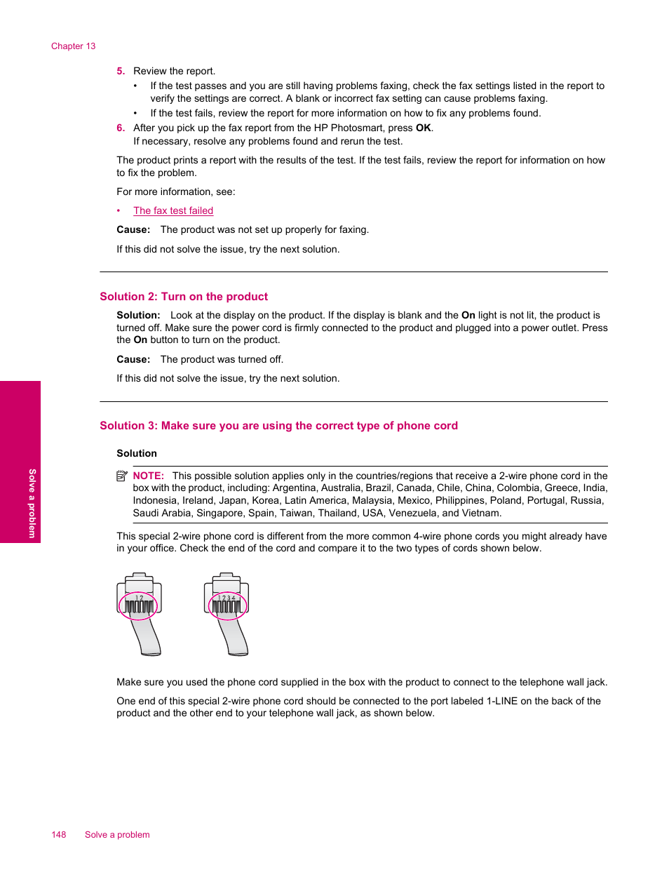 Solution 2: turn on the product | HP Photosmart Premium Fax C309 User Manual | Page 150 / 244