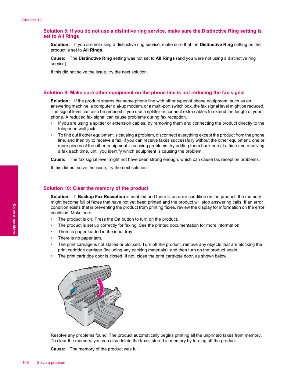 Solution 10: clear the memory of the product | HP Photosmart Premium Fax C309 User Manual | Page 168 / 244