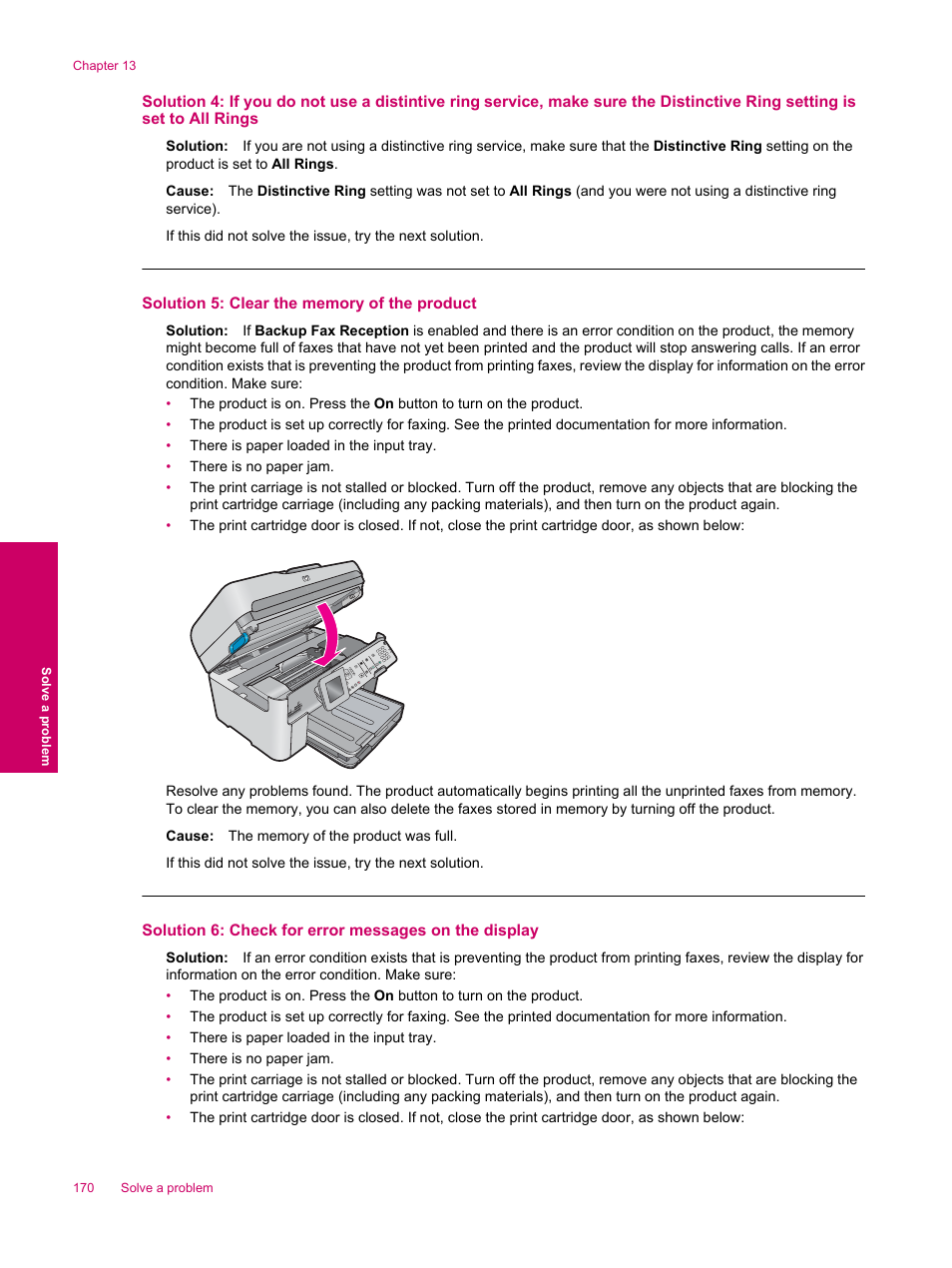 Solution 5: clear the memory of the product | HP Photosmart Premium Fax C309 User Manual | Page 172 / 244