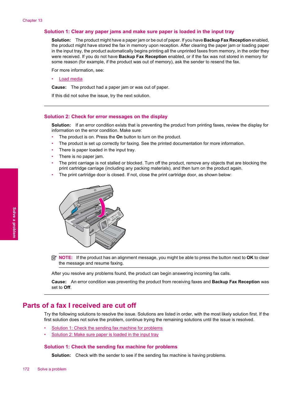 Parts of a fax i received are cut off | HP Photosmart Premium Fax C309 User Manual | Page 174 / 244