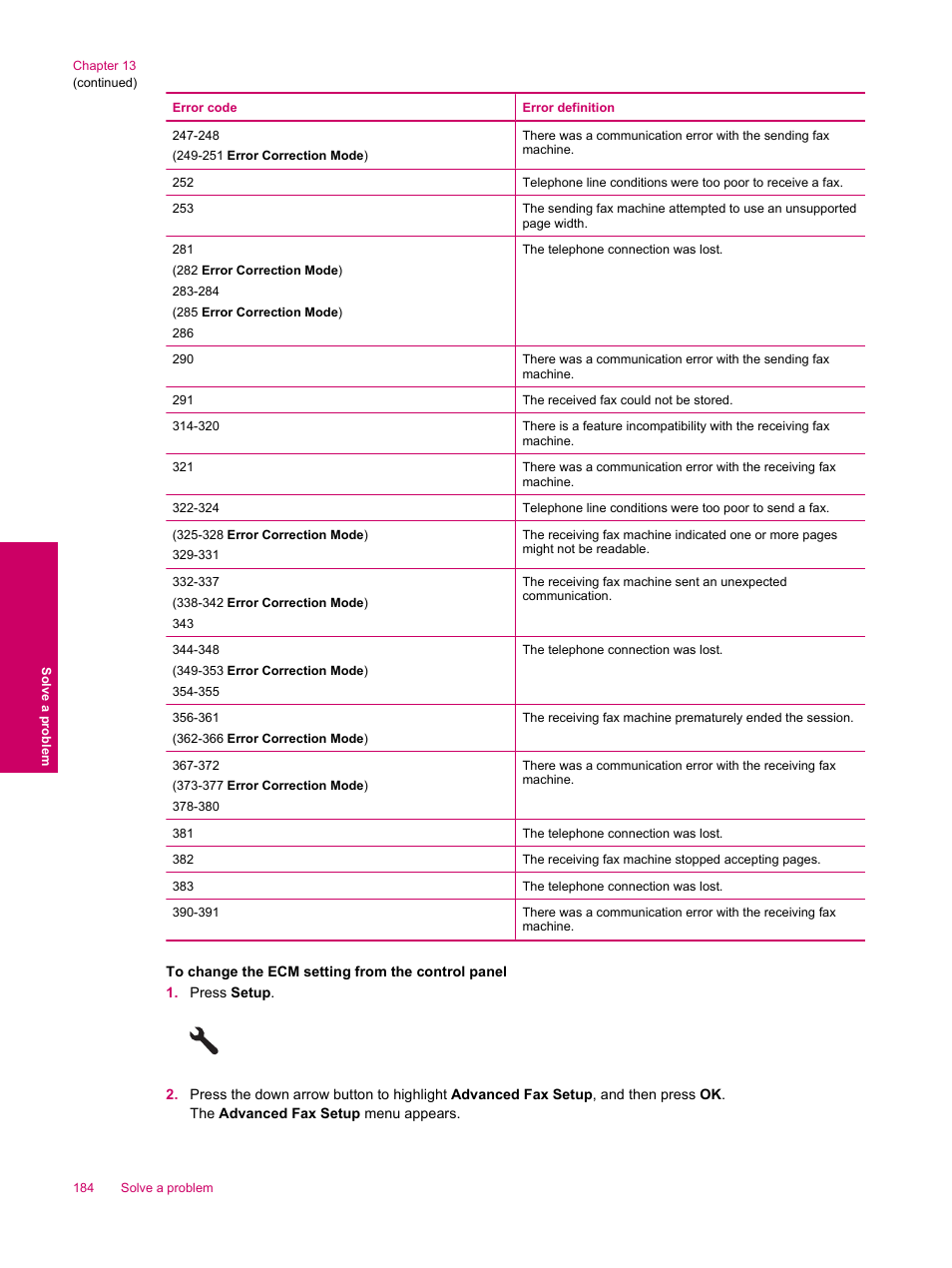 HP Photosmart Premium Fax C309 User Manual | Page 186 / 244