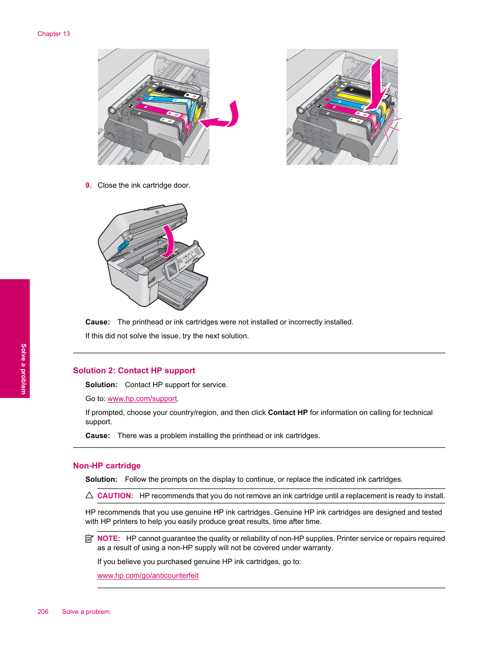 Non-hp cartridge | HP Photosmart Premium Fax C309 User Manual | Page 208 / 244