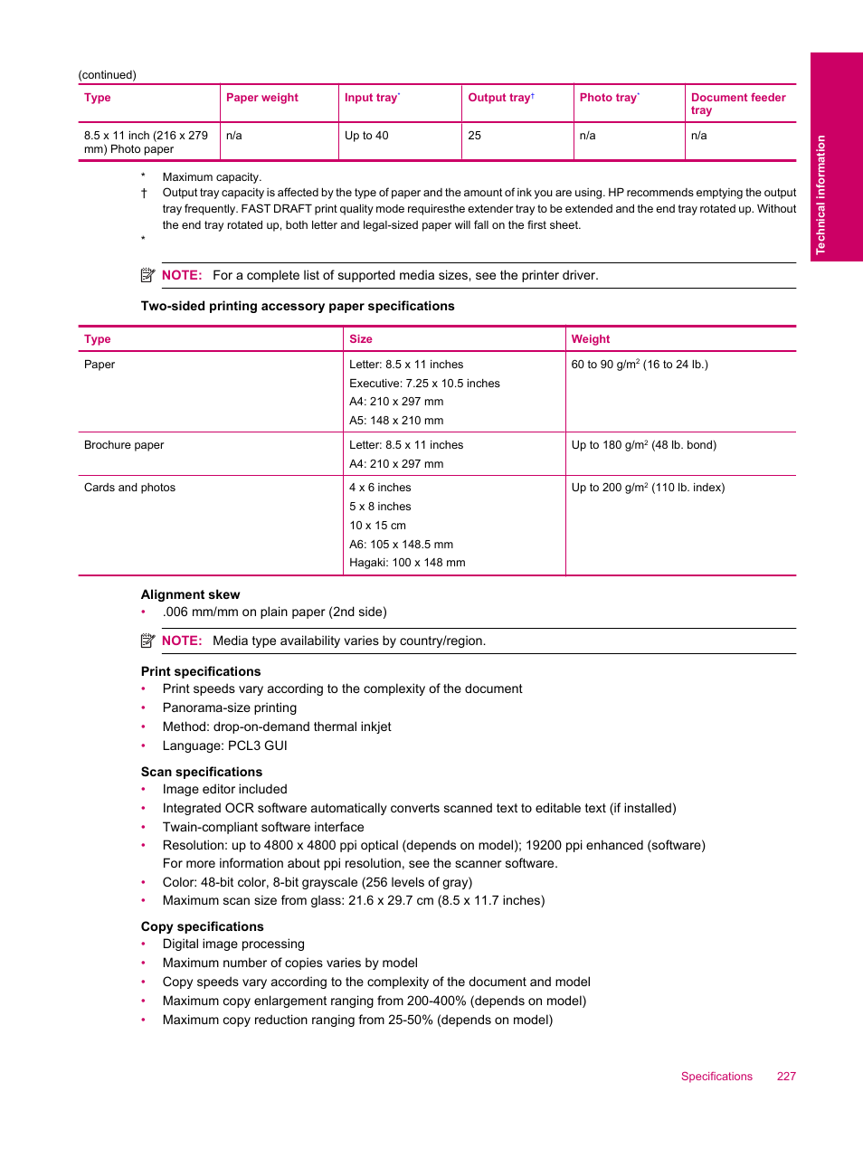 HP Photosmart Premium Fax C309 User Manual | Page 229 / 244