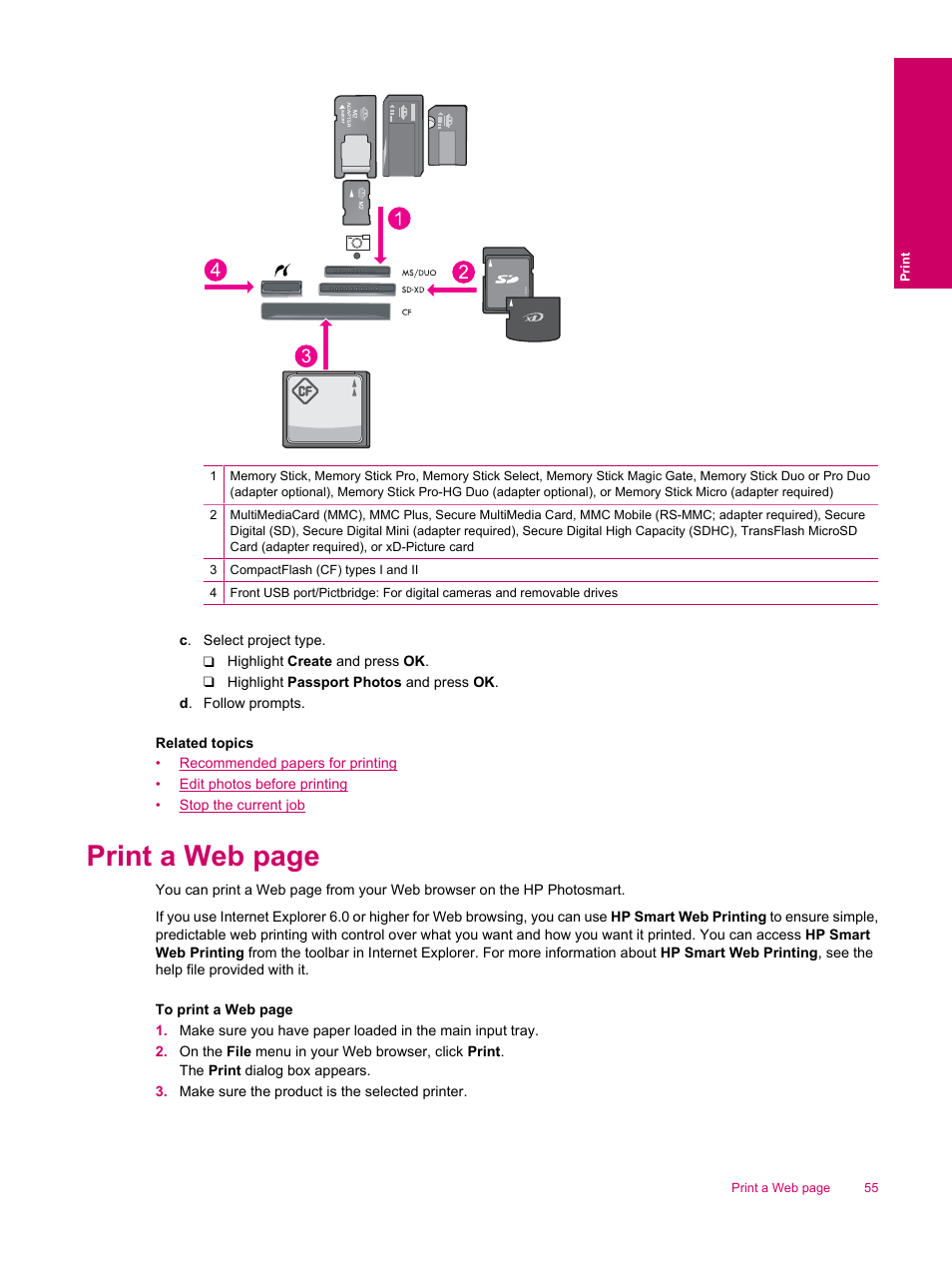 Print a web page | HP Photosmart Premium Fax C309 User Manual | Page 57 / 244