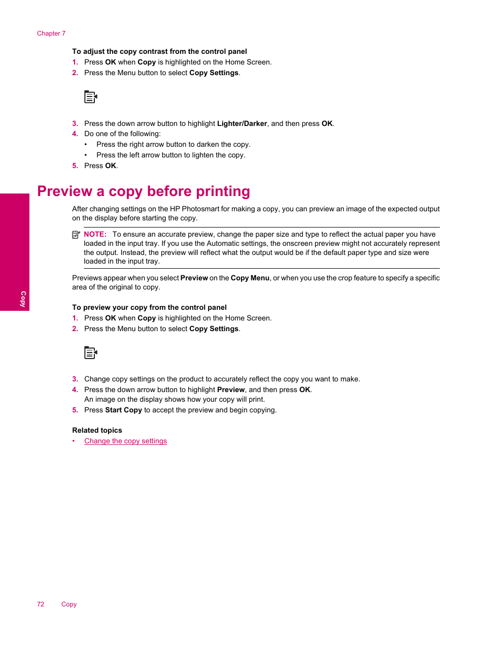 Preview a copy before printing | HP Photosmart Premium Fax C309 User Manual | Page 74 / 244