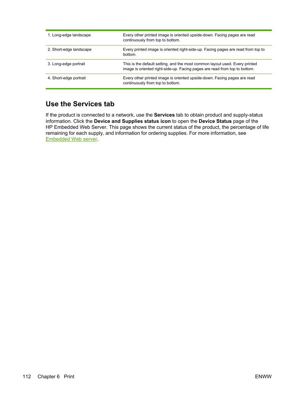 Use the services tab | HP LaserJet M4345 Multifunction Printer series User Manual | Page 124 / 296