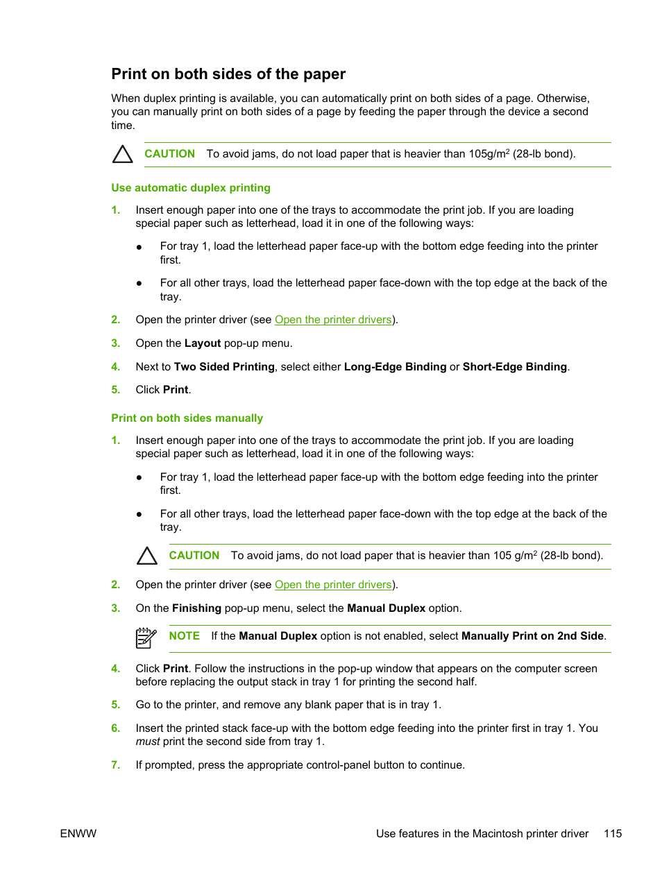 Print on both sides of the paper | HP LaserJet M4345 Multifunction Printer series User Manual | Page 127 / 296