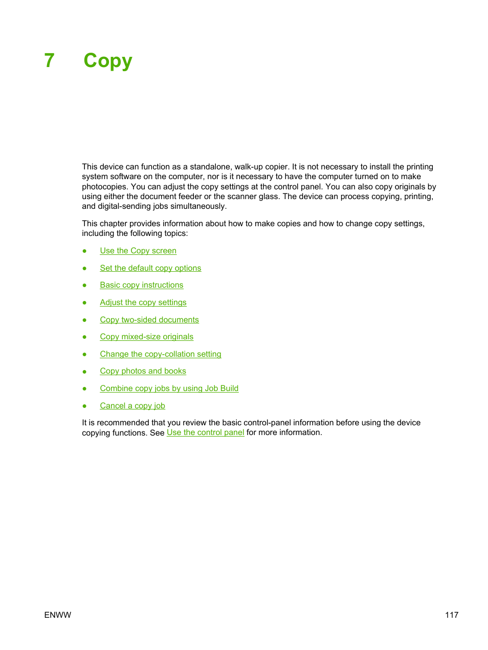 Copy, 7 copy, 7copy | HP LaserJet M4345 Multifunction Printer series User Manual | Page 129 / 296