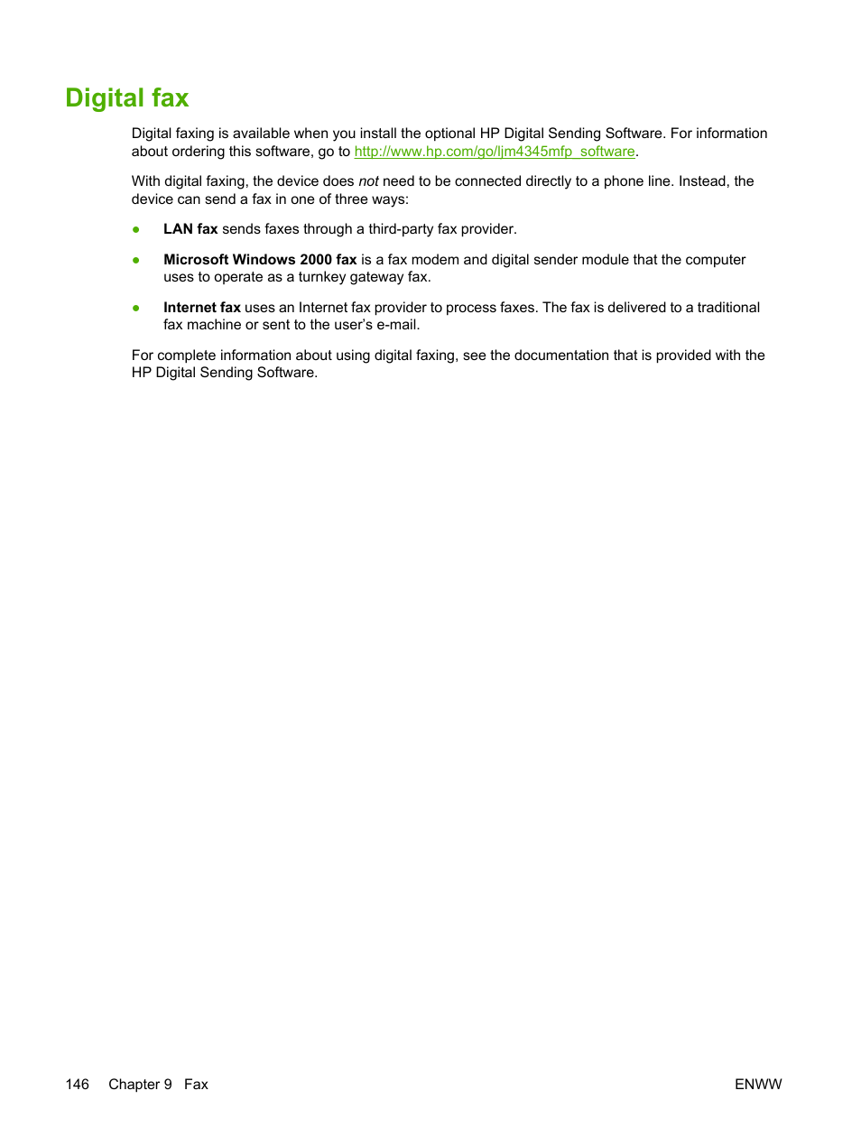 Digital fax | HP LaserJet M4345 Multifunction Printer series User Manual | Page 158 / 296