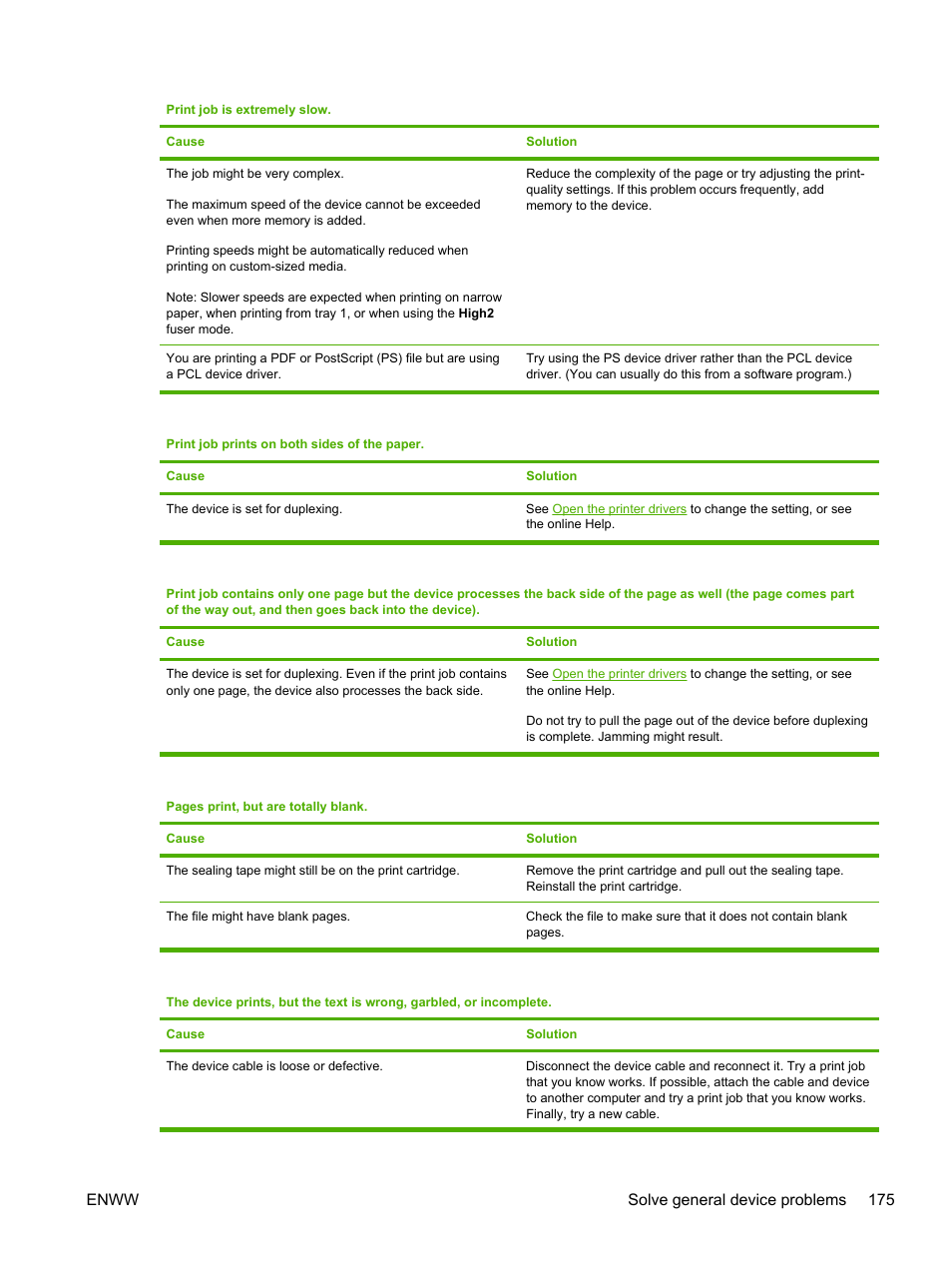 Enww solve general device problems 175 | HP LaserJet M4345 Multifunction Printer series User Manual | Page 187 / 296