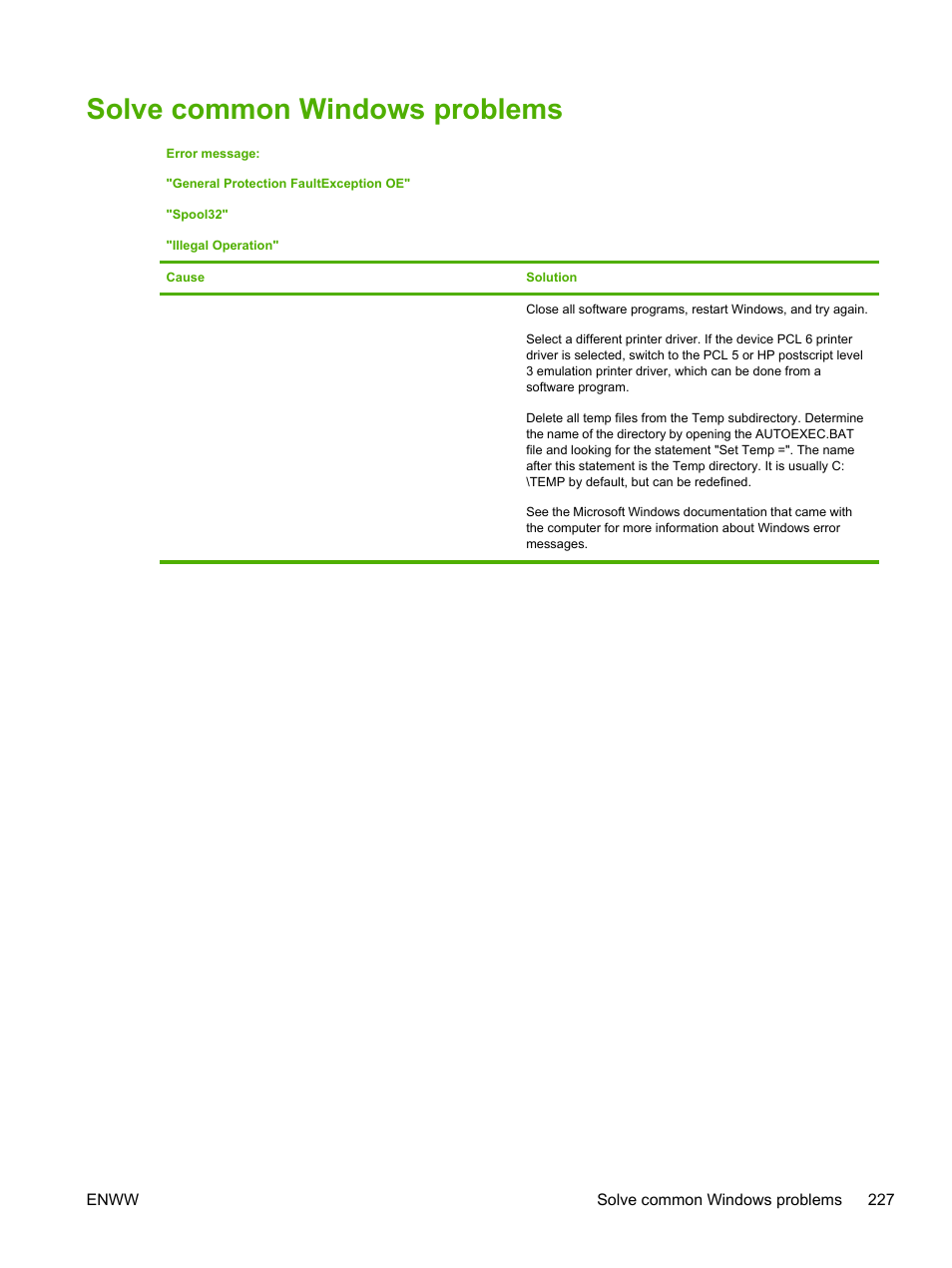 Solve common windows problems | HP LaserJet M4345 Multifunction Printer series User Manual | Page 239 / 296