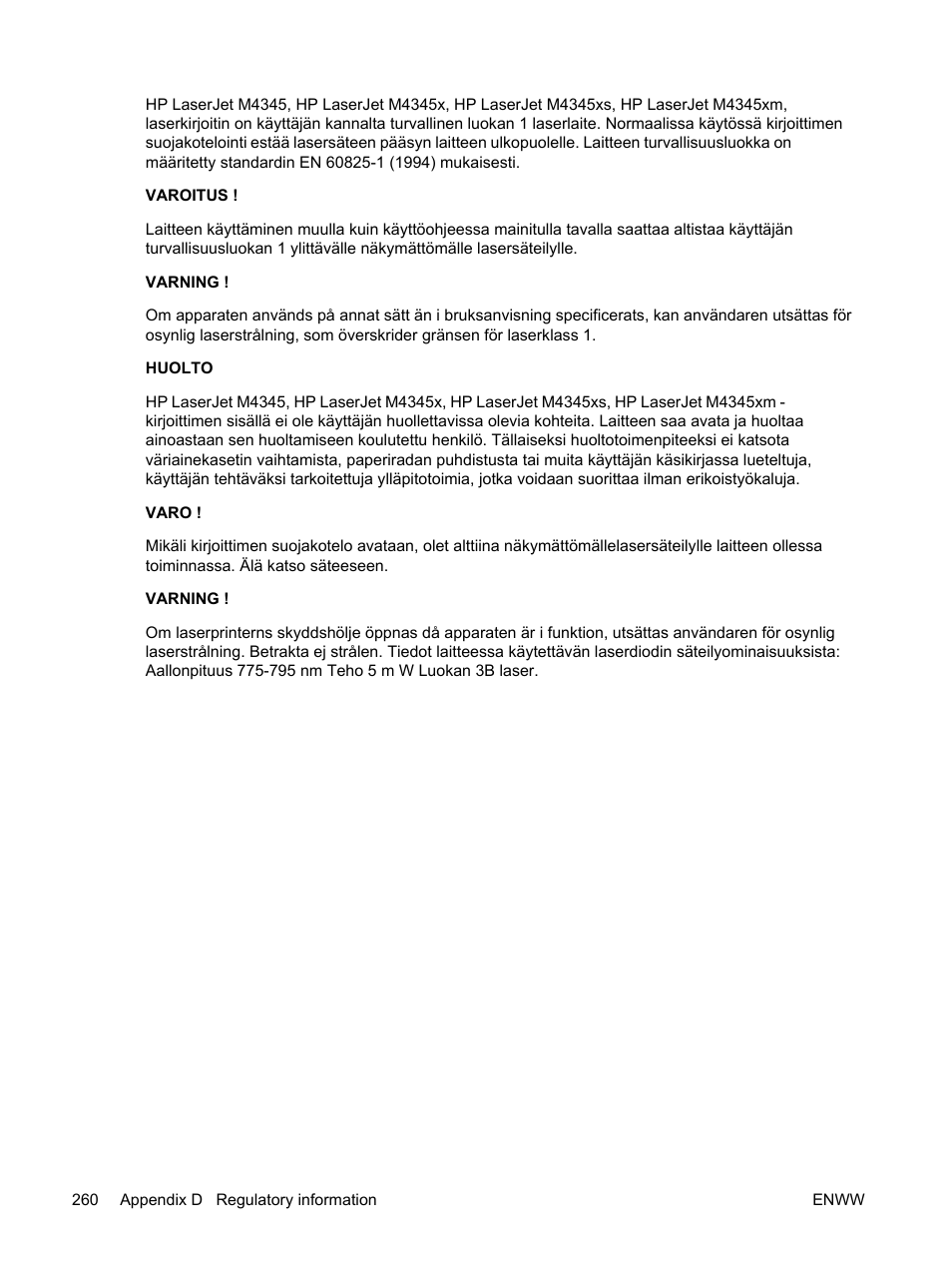 HP LaserJet M4345 Multifunction Printer series User Manual | Page 272 / 296